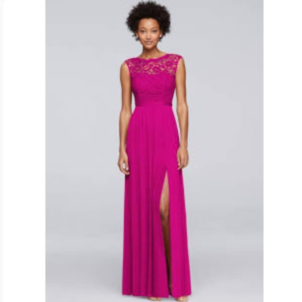 David’s Bridal Bridesmaid Dress w/ Lace Bodice